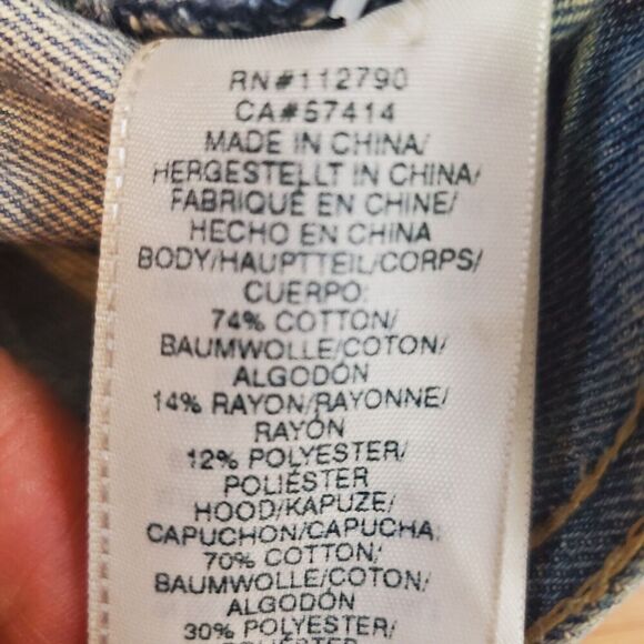 TRUE RELIGION Jeans Denim Jacket Womens Medium Distressed Grunge Boxy oversized - Picture 11 of 13